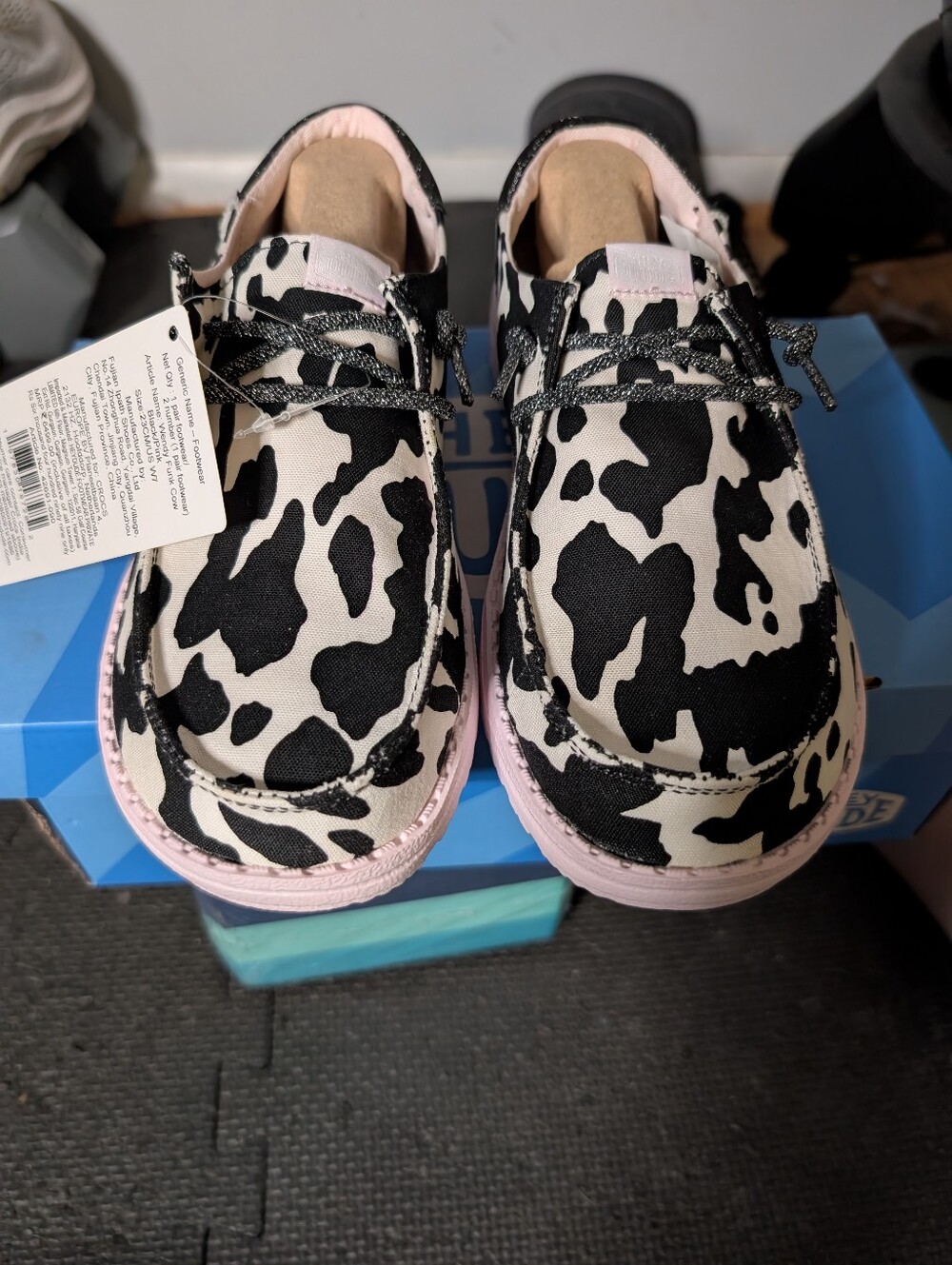 Hey Dude Wendy Funk Cow Print Sparkly Shoes Women's 7